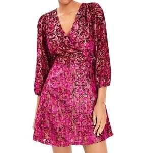 LOFT Pink and Black Floral Mini Dress